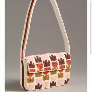 NWT ANTHROPOLOGIE Fiona Beaded Bag, Floral Edition, Retro Flower